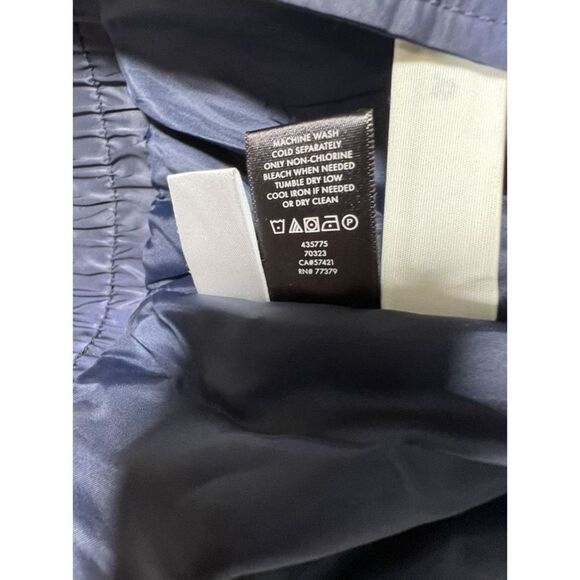 Ann Taylor Women's Navy Blue Satin Ribbed Bomber Jacket Size XXS - Picture 6 of 7